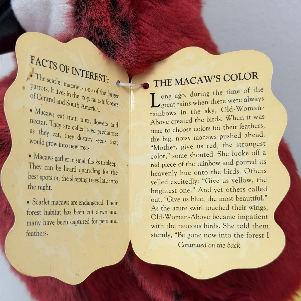 Folkmanis Puppets Scarlet Macaw Hand Puppet Toy Plush Stuffed Animal NEW w/FLAW